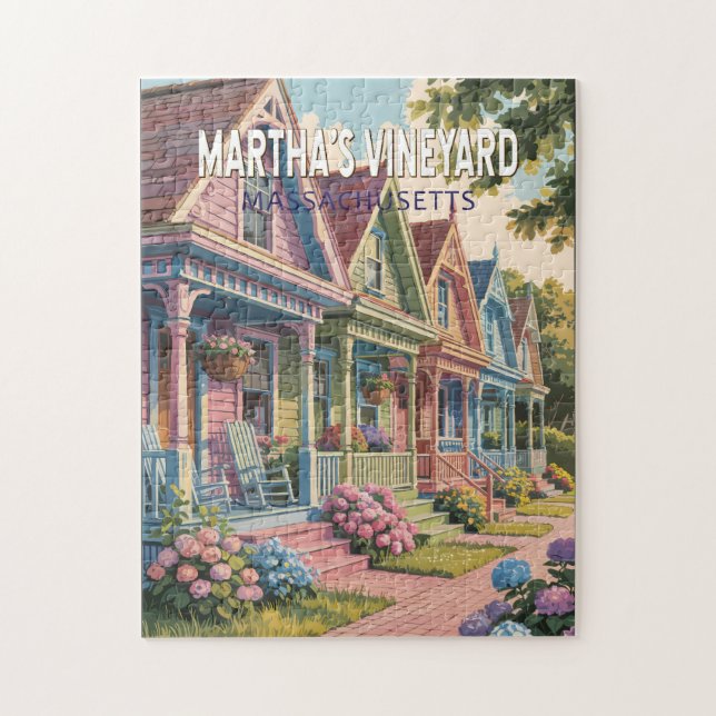 Puzzle Illustration Rétro de Martha's Vineyard Massachuse (Vertical)