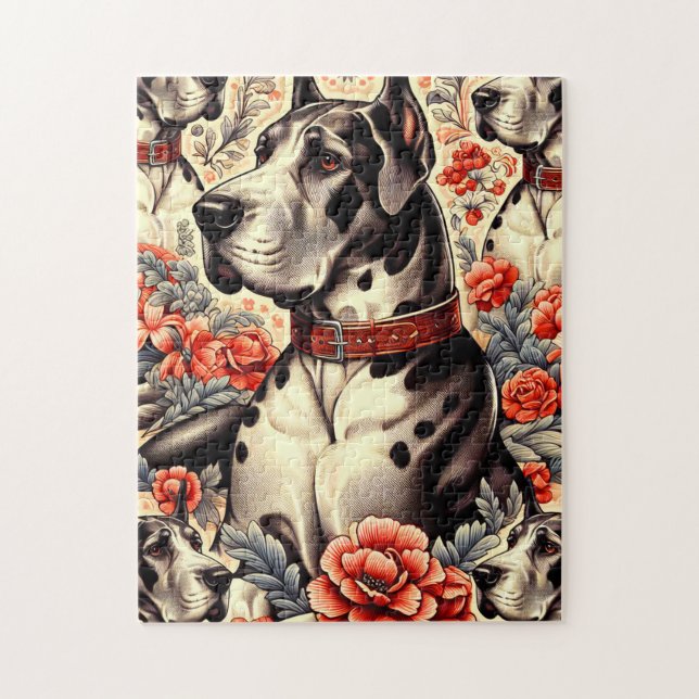 Puzzle Illustration Retro Great Dane (Vertical)