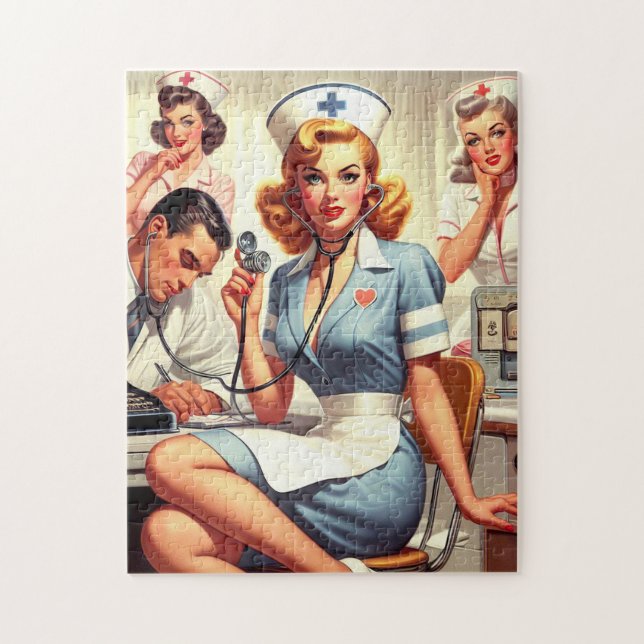 Puzzle Illustration Retro Nurse (Vertical)