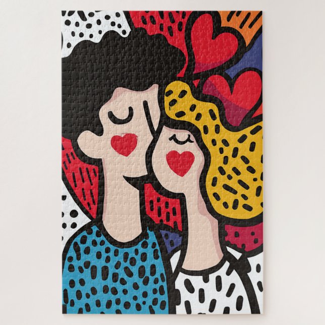 Puzzle Illustration romantique d'un couple amoureux (Vertical)
