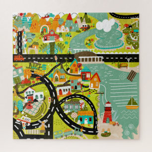Puzzle Illustration simple de Boho de ville brillante