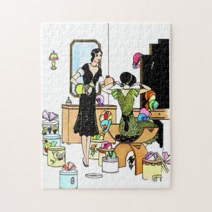 Puzzle Illustration vintage Art Déco de magasin de chapea