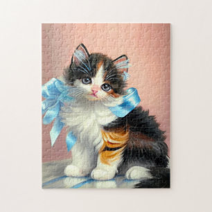 Puzzle Illustration vintage Calico Kitten