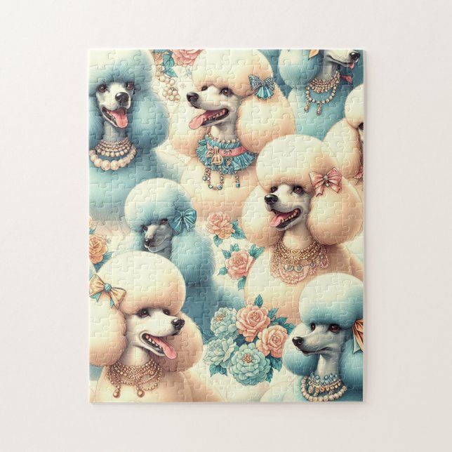 Puzzle Illustration vintage de caniche sans joint (Vertical)
