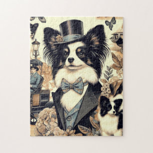 Puzzle Illustration vintage de chien Papillon