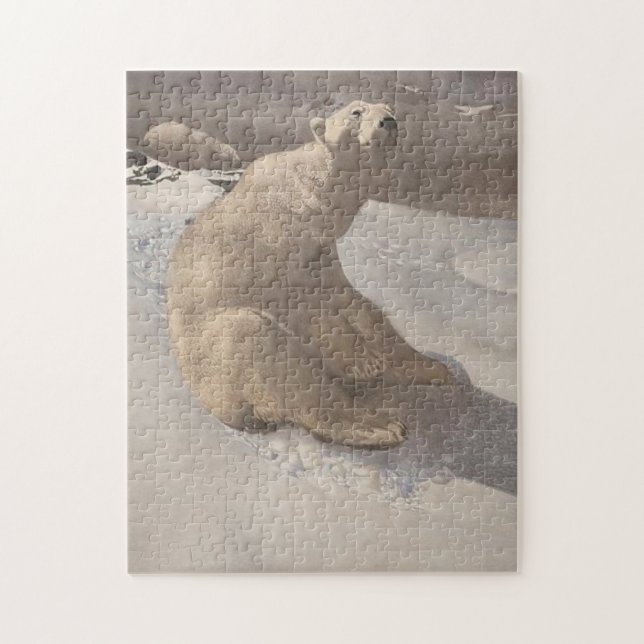 Puzzle Illustration vintage de l'ours polaire qui s'allon (Vertical)
