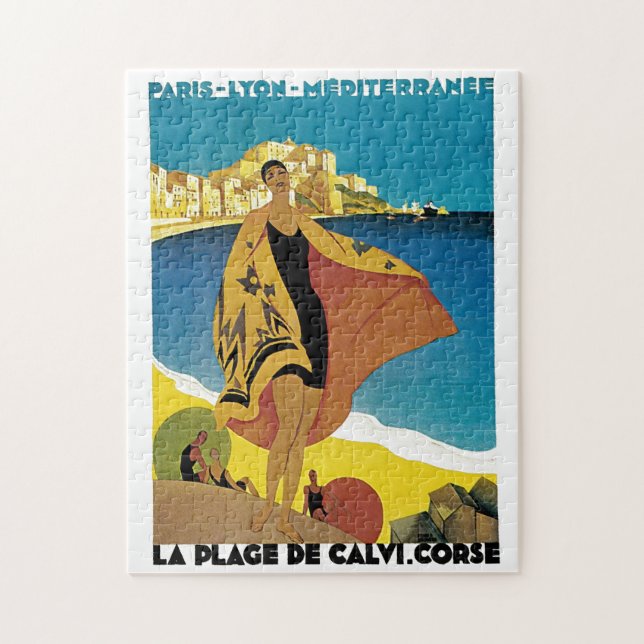 Puzzle Illustration vintage de peinture d'art de voyage (Vertical)