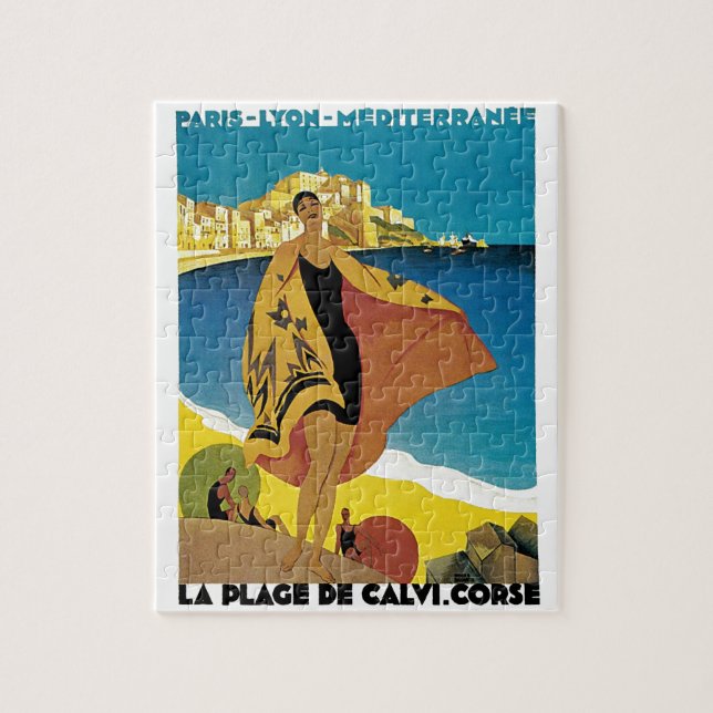 Puzzle Illustration vintage de peinture d'art de voyage (Vertical)