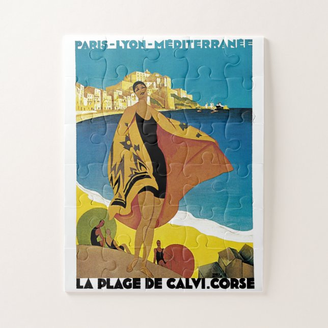 Puzzle Illustration vintage de peinture d'art de voyage (Vertical)