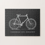 Puzzle Illustration vintage de vélo en noir personnalisé<br><div class="desc">Illustration Vintage personnalisée de vélo en Puzzle noir et blanc</div>
