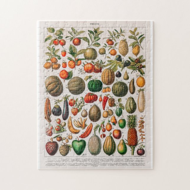 Puzzle Illustration vintage des fruits et légumes (Vertical)