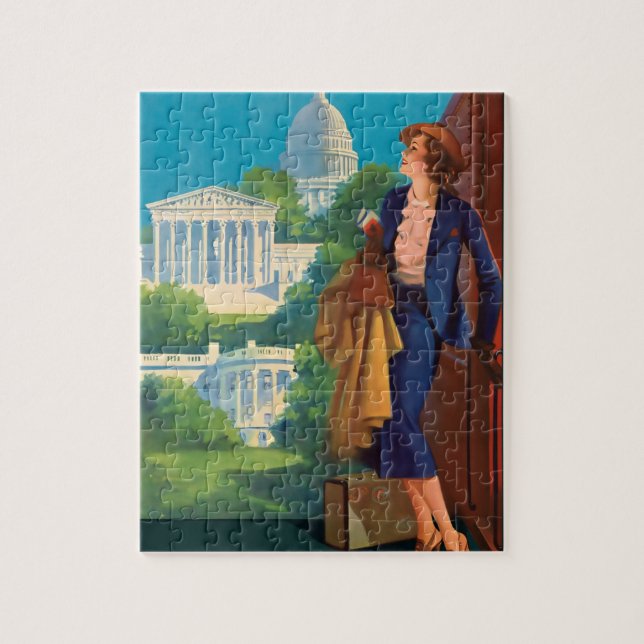 Puzzle Illustration vintage des voyages à Washington DC (Vertical)