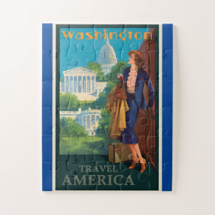 Puzzle Illustration vintage des voyages à Washington DC
