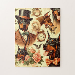 Puzzle Illustration vintage Doberman sans fil