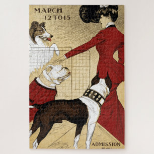 Puzzle Illustration vintage Dog Show Art Antique
