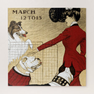 Puzzle Illustration vintage Dog Show Art Antique