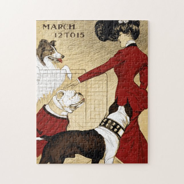 Puzzle Illustration vintage Dog Show Art Antique (Vertical)