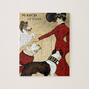 Puzzle Illustration vintage Dog Show Art Antique
