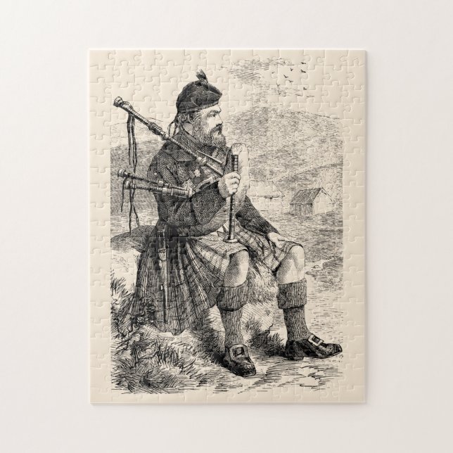 Puzzle Illustration vintage d'un highlander écossais (Vertical)