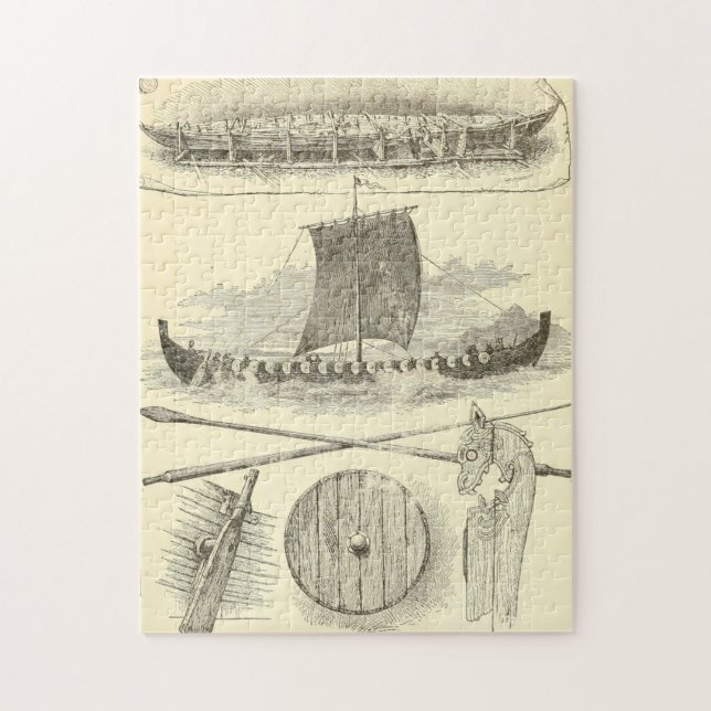 Puzzle Illustration vintage et illustrations de Vikings (Vertical)