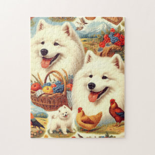 Puzzle Illustration vintage Samoyed Dog