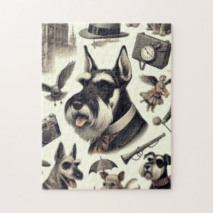 Puzzle Illustration vintage Schnauzer