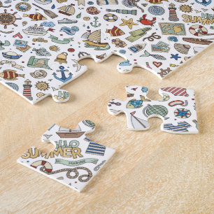 Puzzle Illustrations de plage d'été de la côte amusante