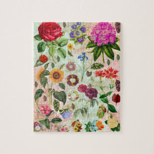 Puzzle Illustrations vintages de fleurs botaniques Art de