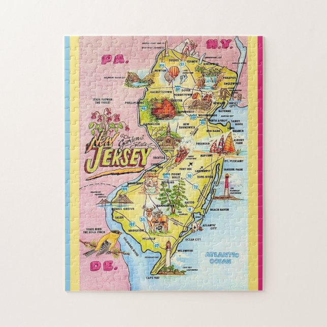 Puzzle illustré de la Nouvelle-Jersey 11x14 (Vertical)