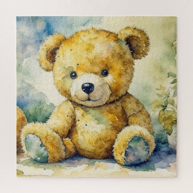 Puzzle Image d'aquarelle mignonne d'un ours en peluche (Vertical)