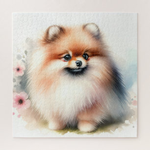 Puzzle Image d'aquarelle mignonne Pomeranian