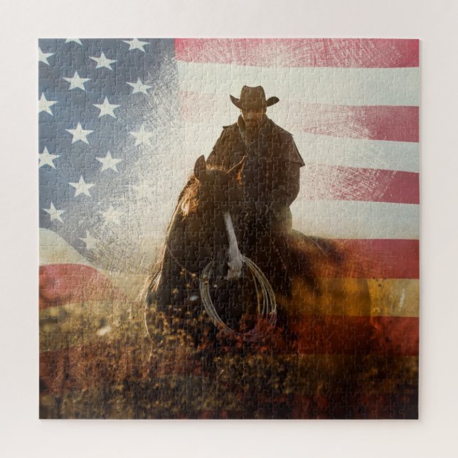 Puzzle Image de cowboy du Jour de l'Indépendance. (Vertical)