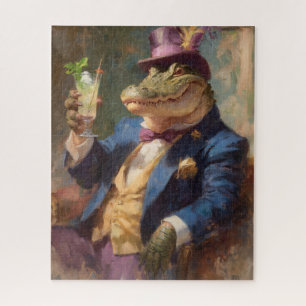 Puzzle Image fantaisiste victorienne d'un crocodile avec 