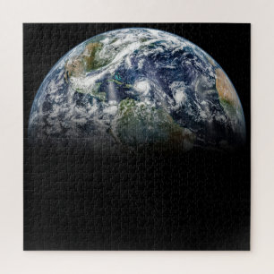 Puzzle Image Mosaïque De La Planète Terre Avec 3 Ouragans