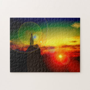 Puzzle Image surprenante de l'église au coucher du soleil