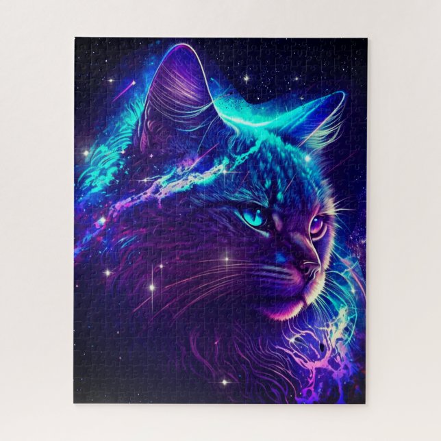 Puzzle Imaginaire Abstrait Cute Galaxy Space Kitty Chat (Vertical)