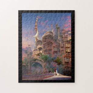 Puzzle Imaginaire arabesque habitations palmiers art numé