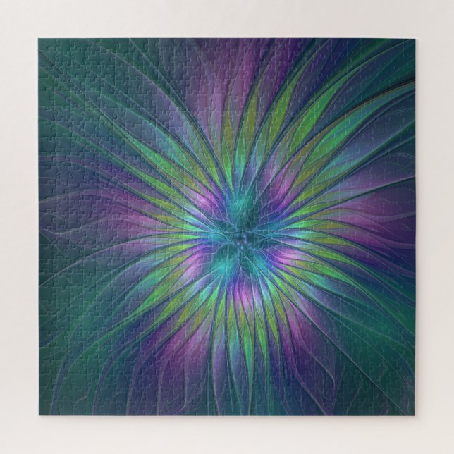 Puzzle Imaginaire brillant coloré Fleur Abstrait Fractal  (Vertical)