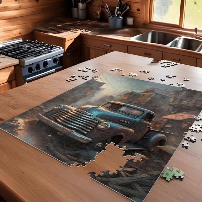 Puzzle Imaginaire classique Vintage Blue Truck Art Rustic (Classic truck puzzle
)