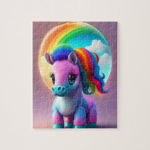Puzzle Imaginaire Coloré Bébé Pony Avec Arc En Ciel, Pony