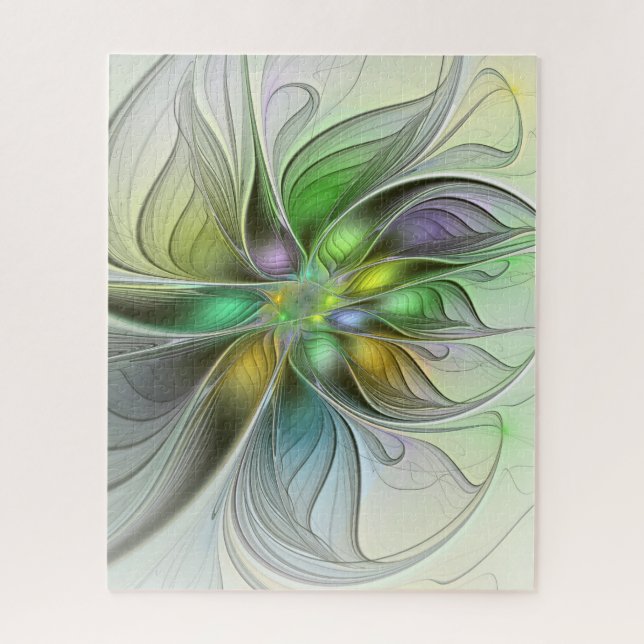 Puzzle Imaginaire coloré Fleur moderne Abstrait Fractal (Vertical)