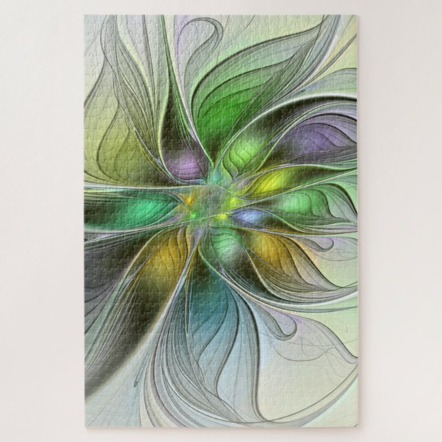 Puzzle Imaginaire coloré Fleur moderne Abstrait Fractal (Vertical)
