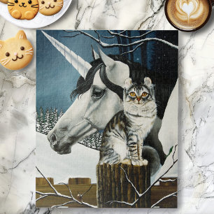 Puzzle Imaginaire de chat de la licorne blanche