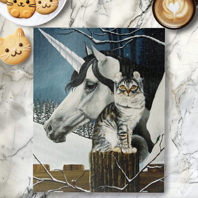 Puzzle Imaginaire de chat de la licorne blanche (Créateur téléchargé)