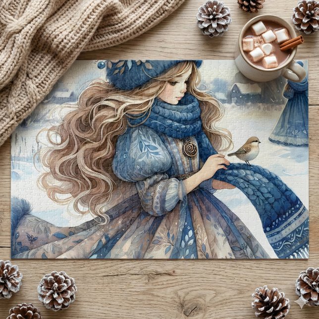 Puzzle Imaginaire d'hiver Princesse dans un terrain de Fa (Winter Fantasy Princess in a Snowy Fairytale Lands Jigsaw Puzzle Mockup A )