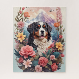 Puzzle imaginaire floral 3D Bernese Mountain Dog Birds Vi