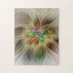 Puzzle Imaginaire Floral Avec Or Moderne Abstrait Fractal
