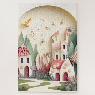 Puzzle Imaginaire mignon Fairy Town Arrière - plan
