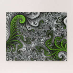 Puzzle Imaginaire Monde Vert Et Gris Art Fractal Abstrait