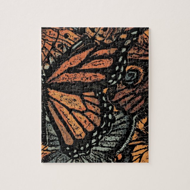 Puzzle Imaginaire papillon orange art abstrait (Vertical)
